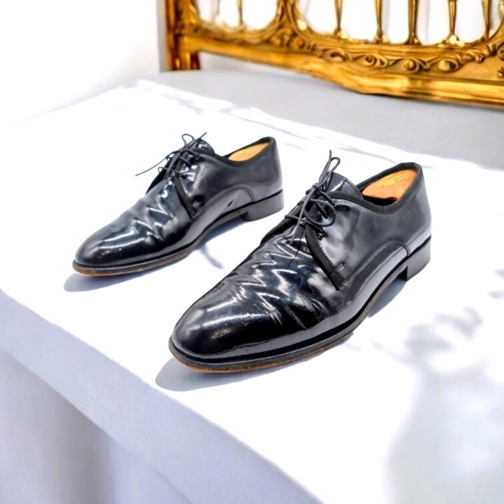 Black sz 10.5  Patent Leather Oxford Shoes By Pronto Uomo Firenze